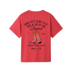 Coral Red back flat lay