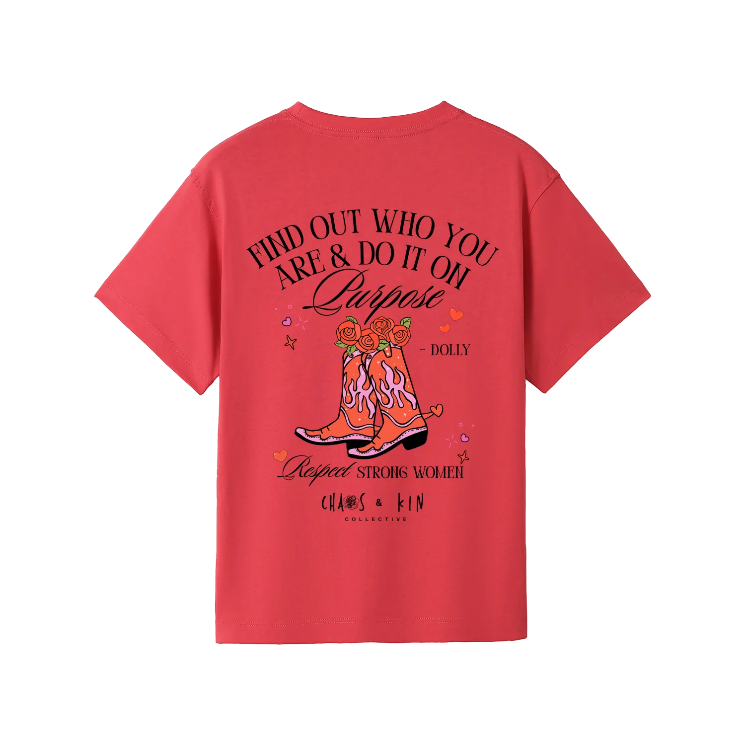 Coral Red back flat lay