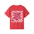 Coral Red back flat lay