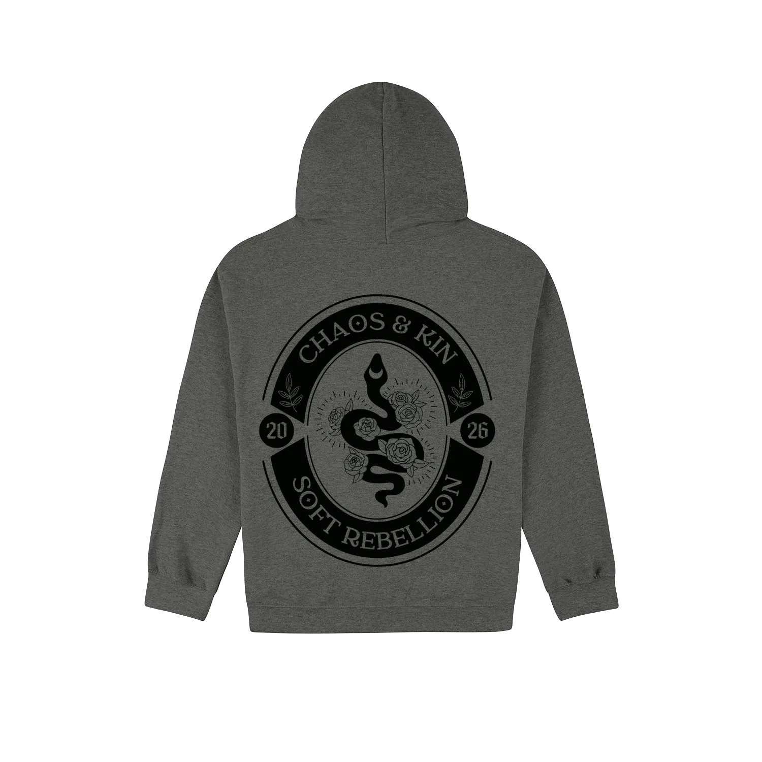 Dark Heather back flat lay