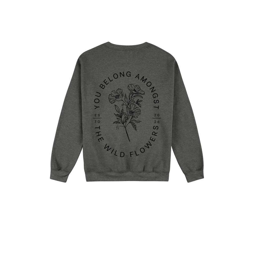 Dark Heather back flat lay