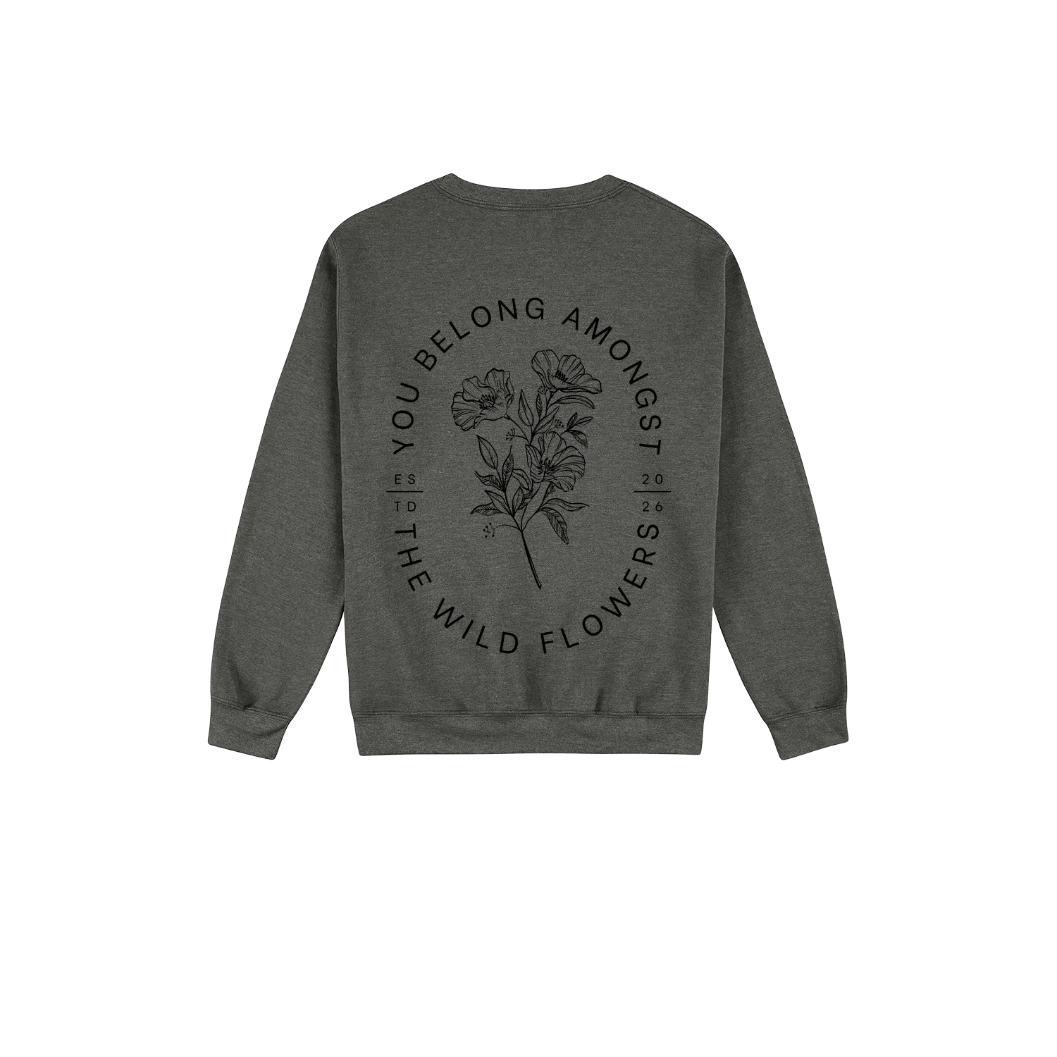 Dark Heather back flat lay