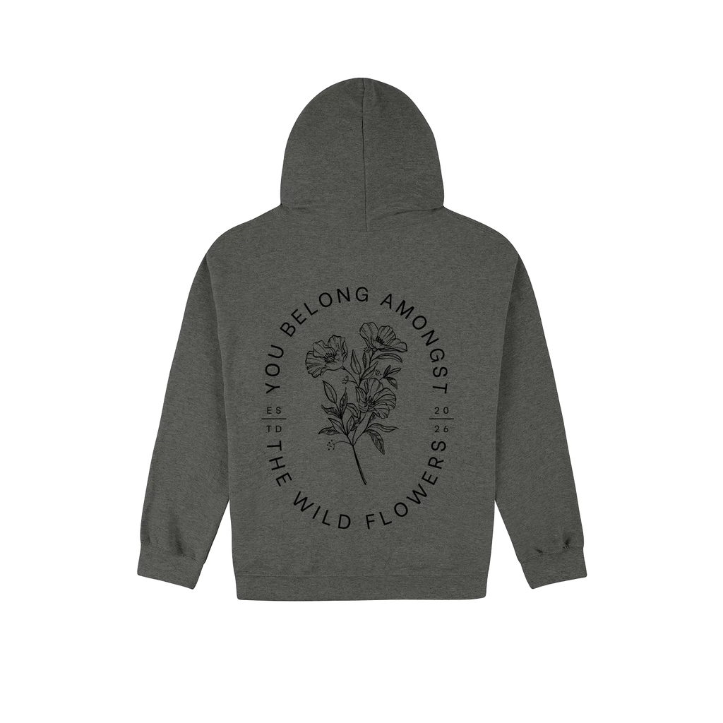 Dark Heather back flat lay