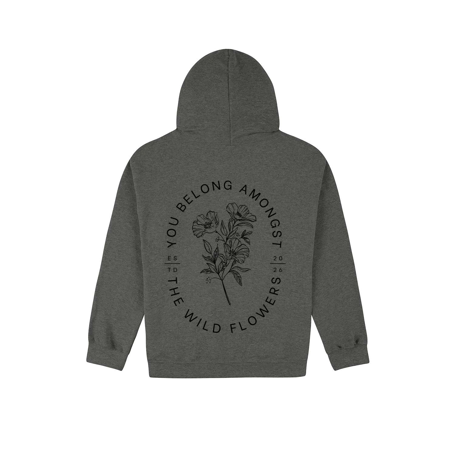 Dark Heather back flat lay