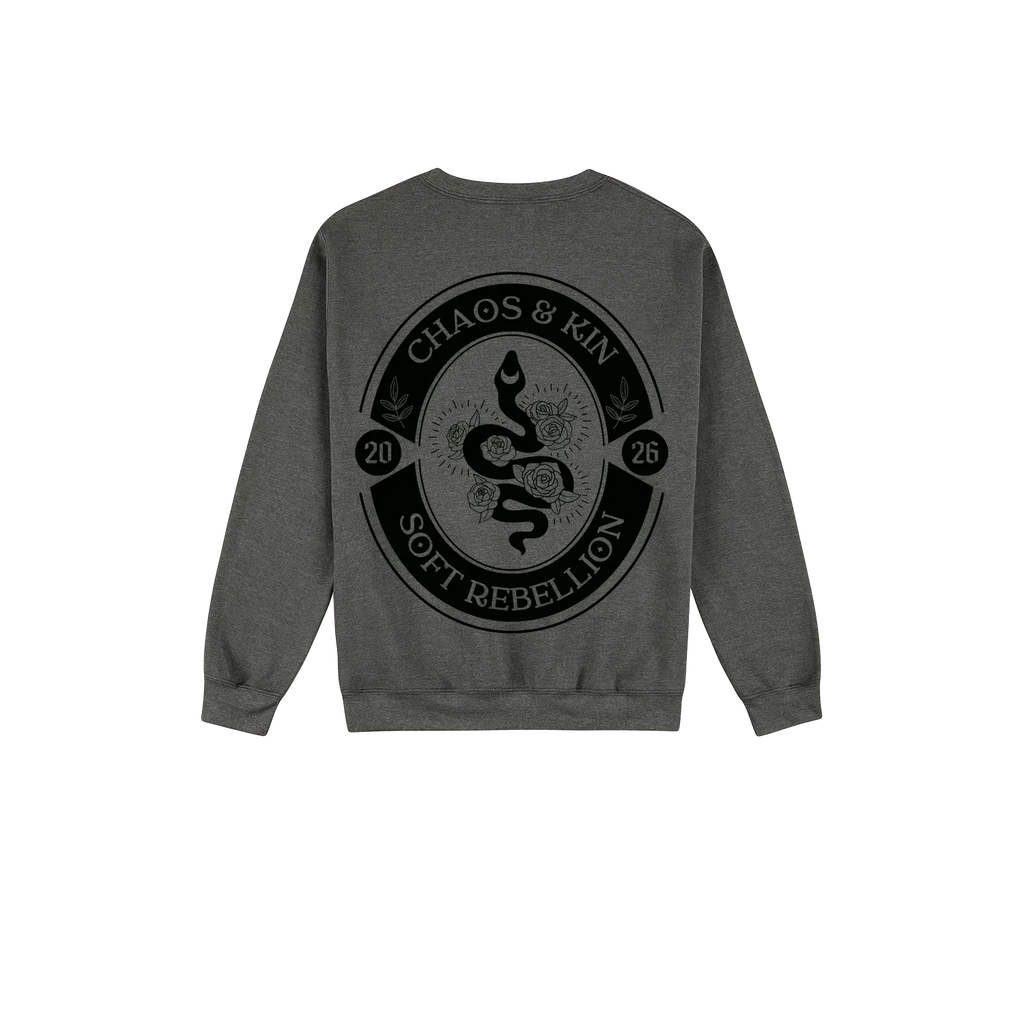 Dark Heather back flat lay