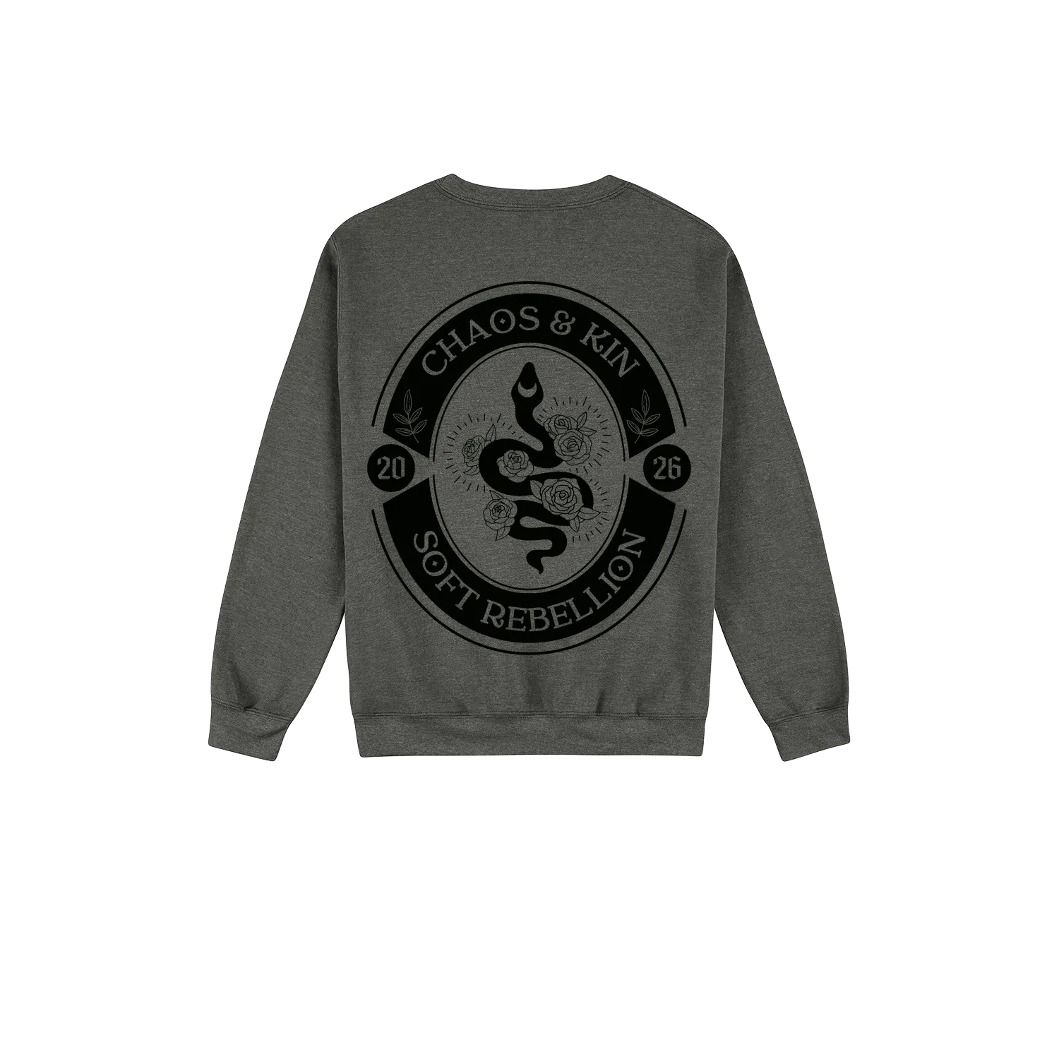 Dark Heather back flat lay