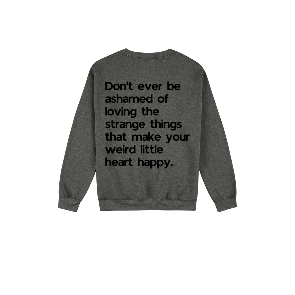 Dark Heather back flat lay