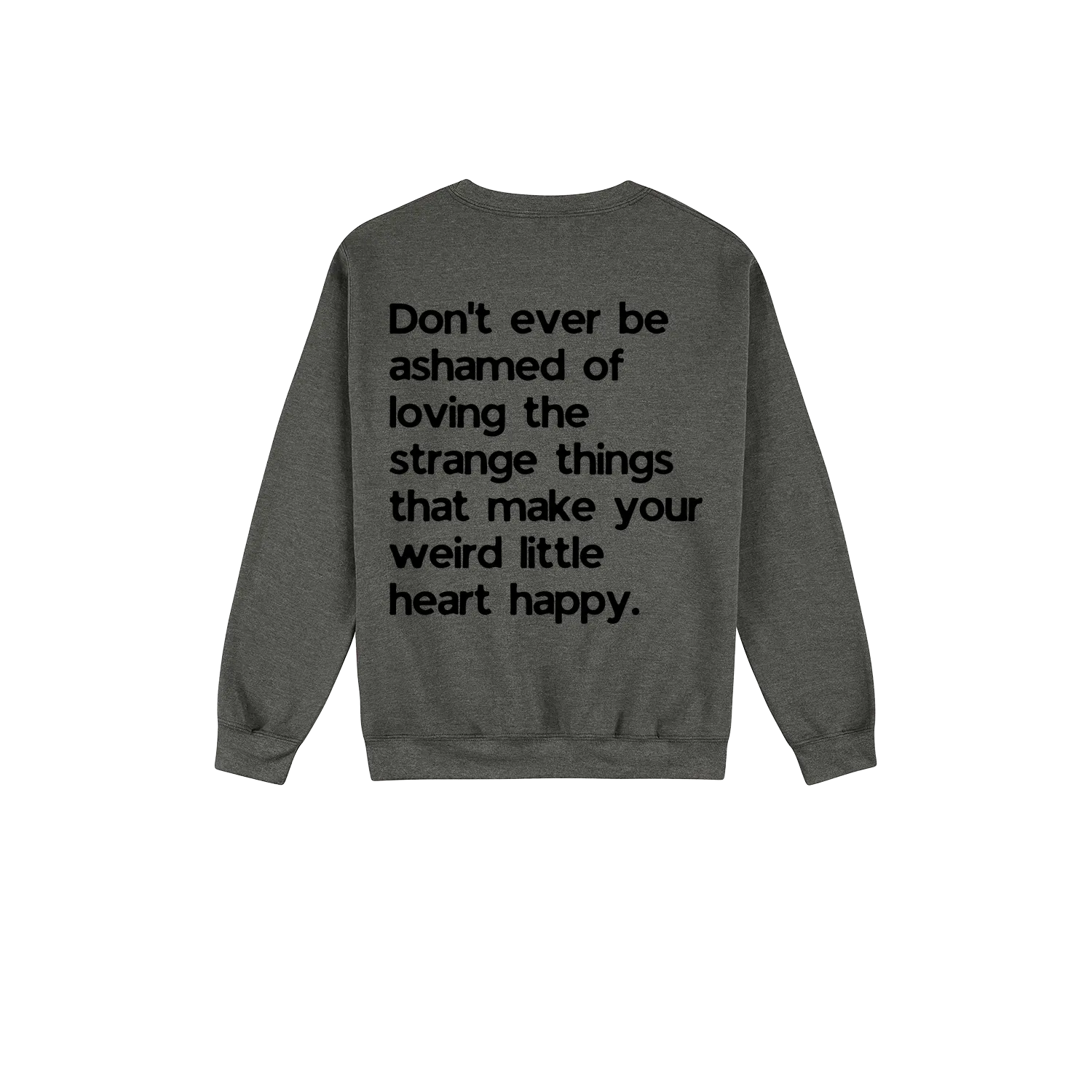 Dark Heather back flat lay