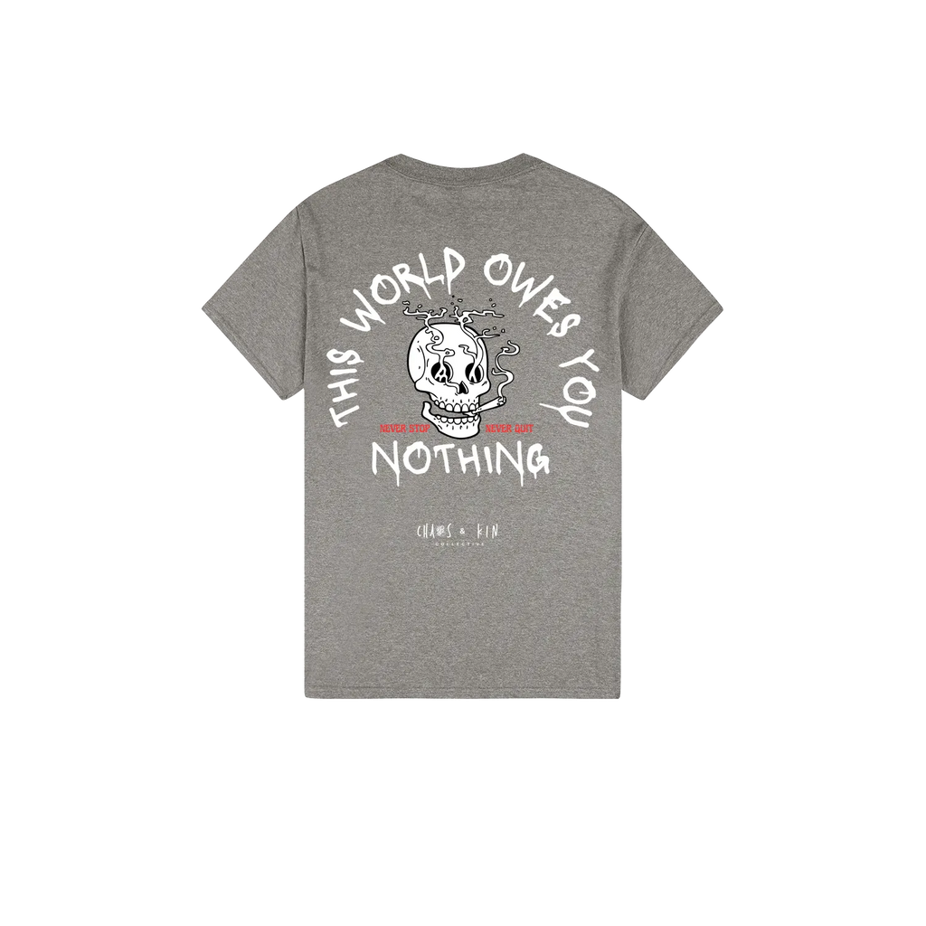 Heather Graphite back flat lay