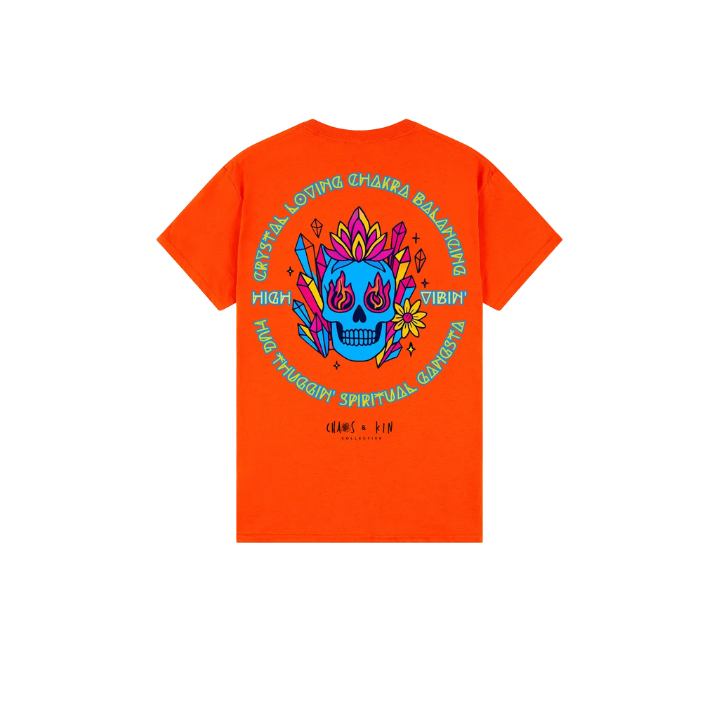 Orange back flat lay