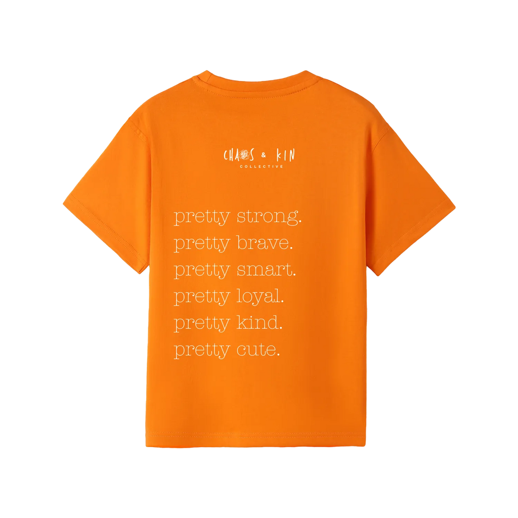 Orange back flat lay
