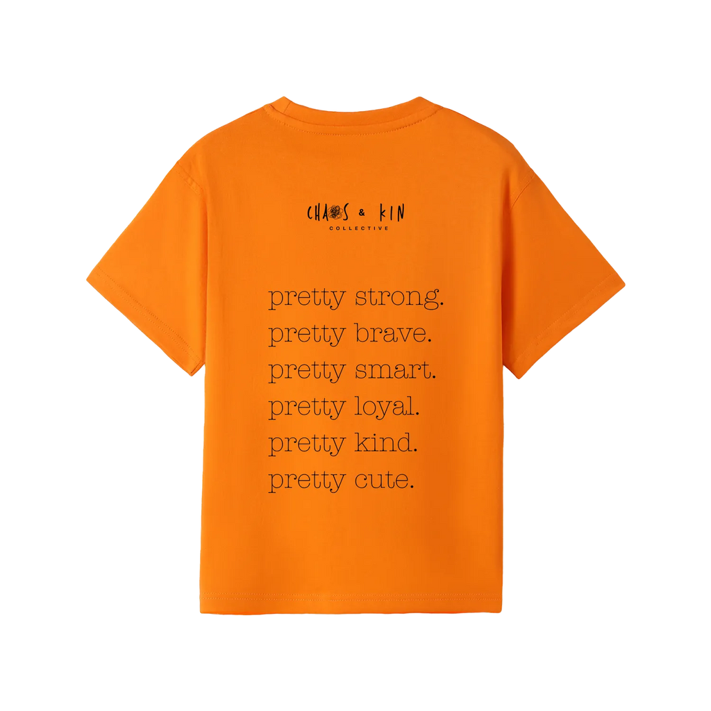 Orange back flat lay