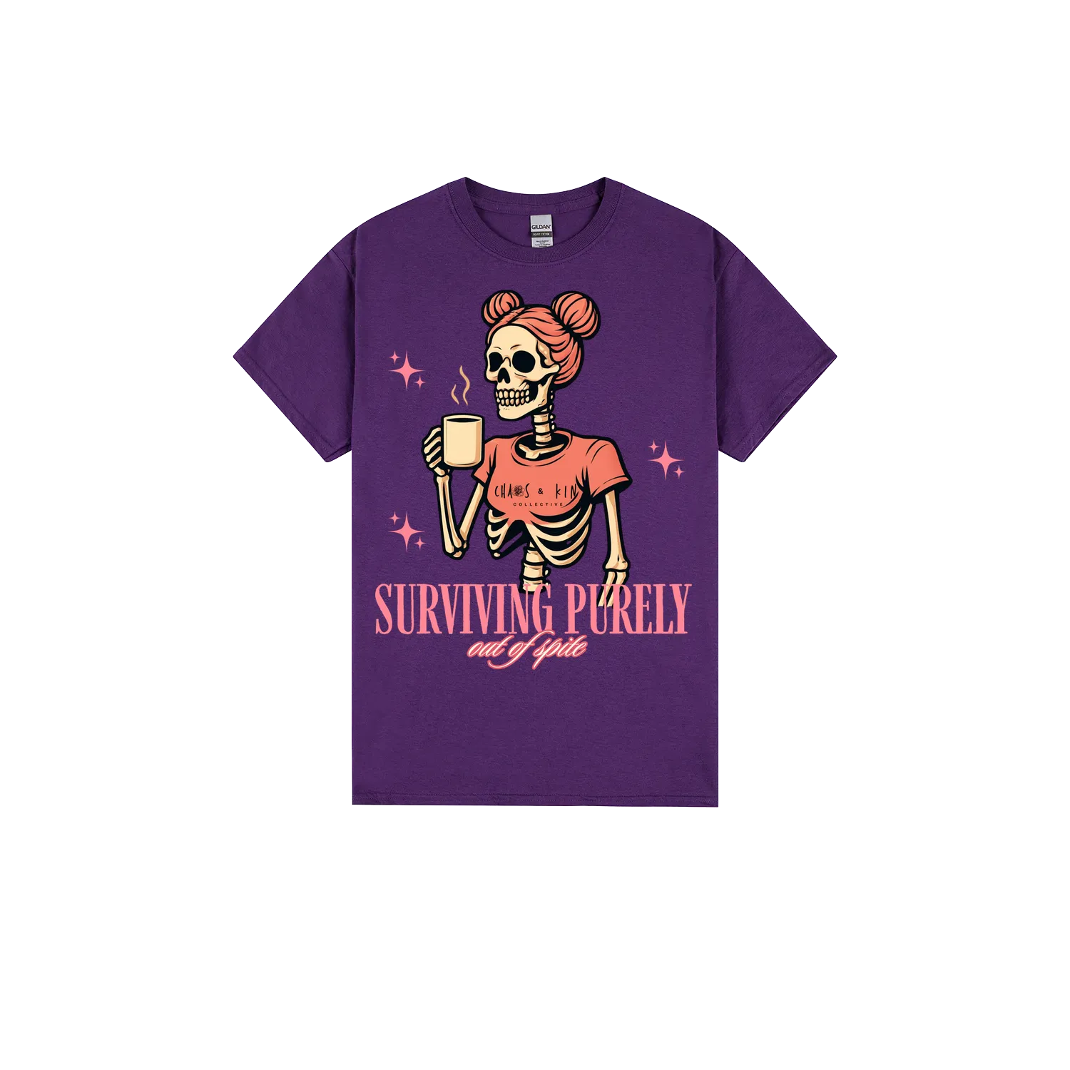 Purple front flat lay