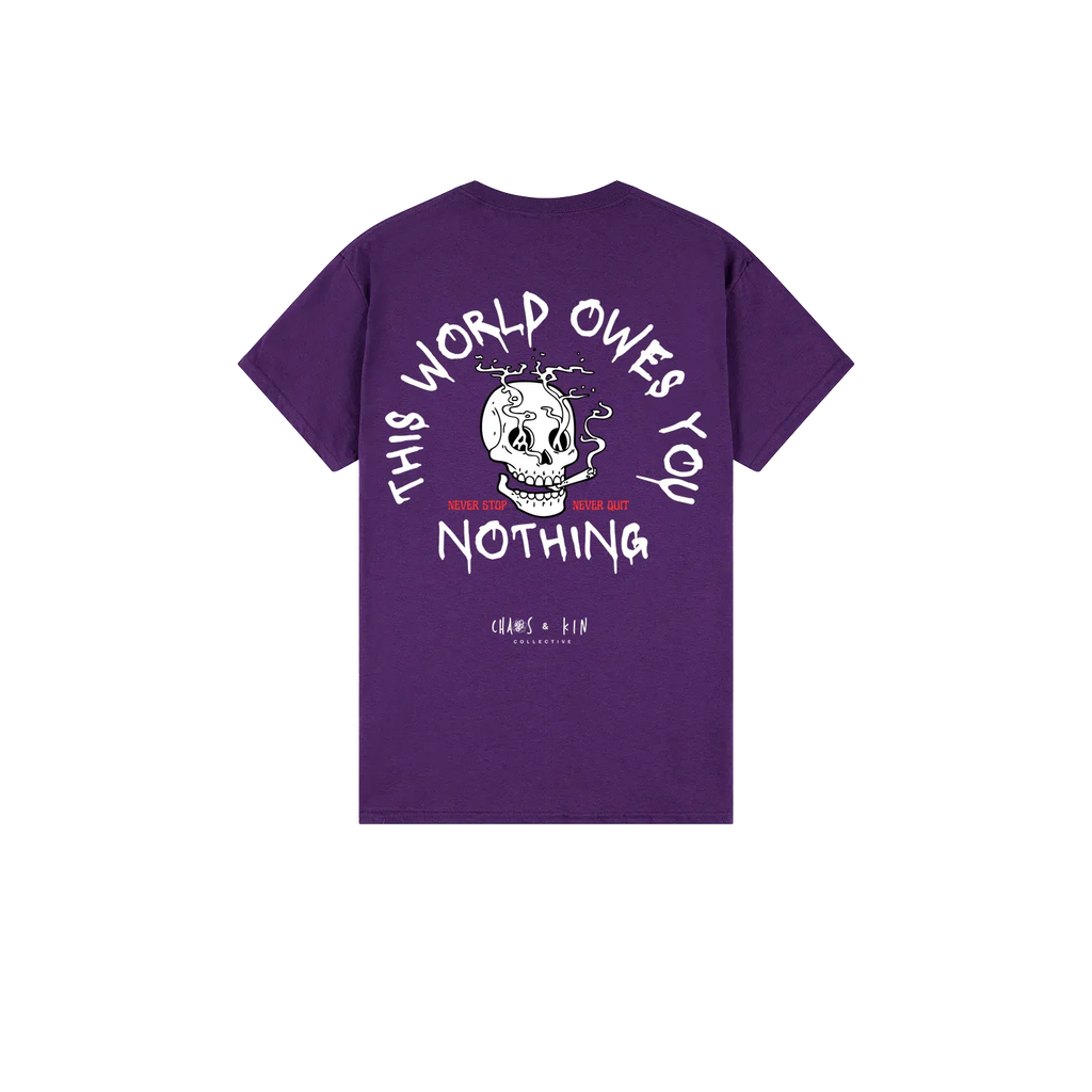 Purple back flat lay