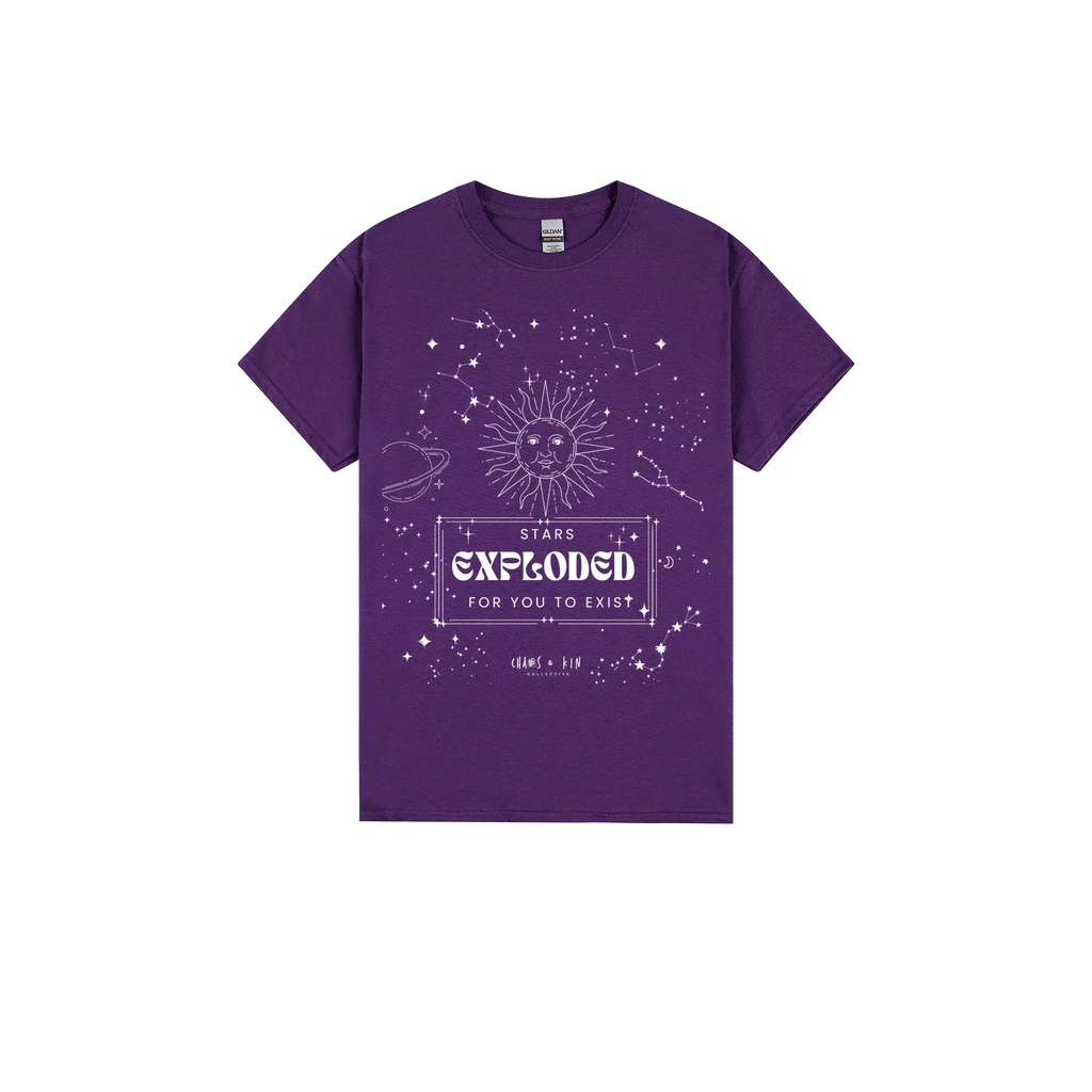 Purple front flat lay