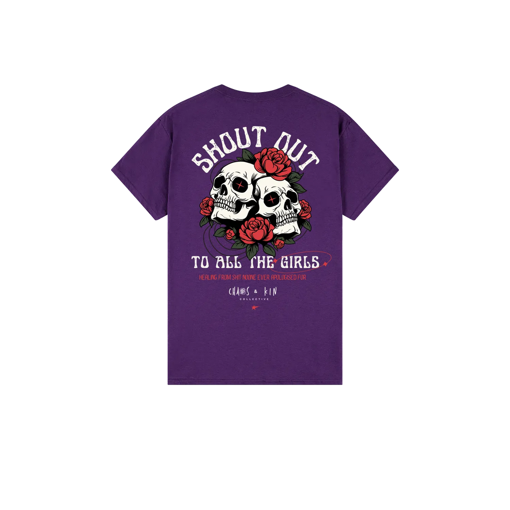 Purple back flat lay