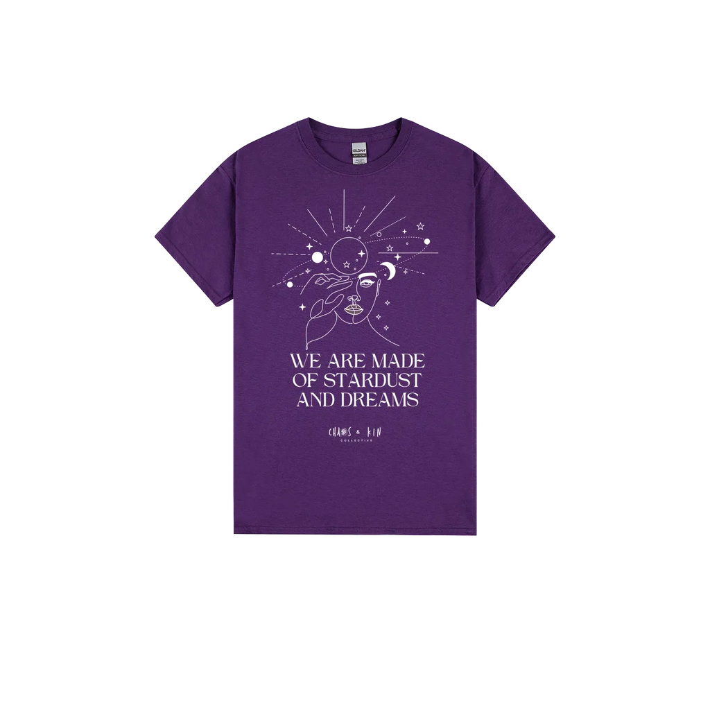 Purple front flat lay