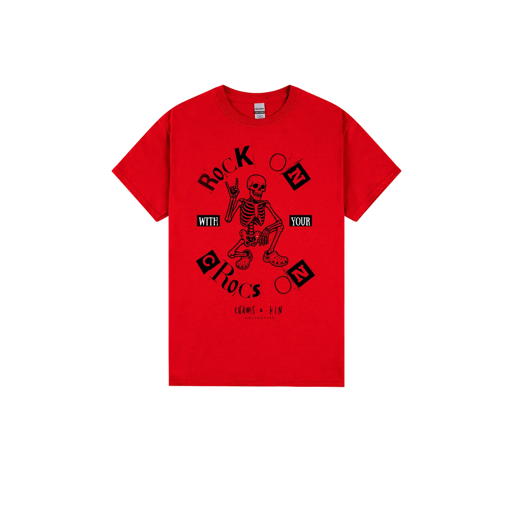 Red front flat lay