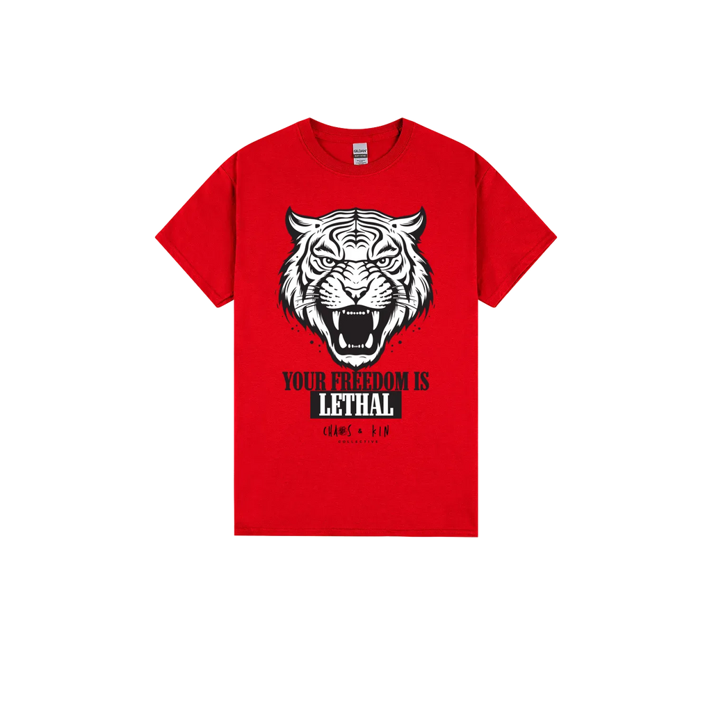 Red front flat lay